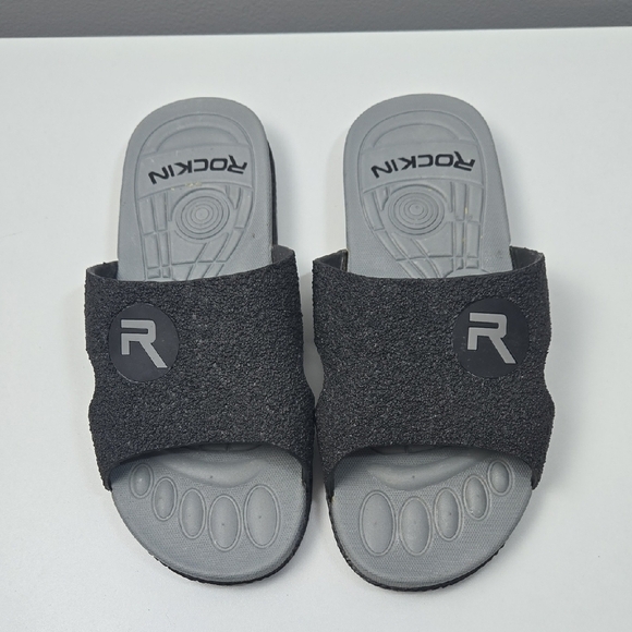 Rockin Black and Gray Slide Sandals - Picture 1 of 6